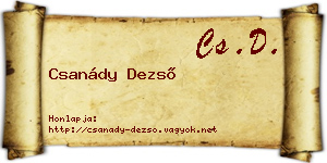 Csanády Dezső névjegykártya