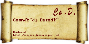 Csanády Dezső névjegykártya